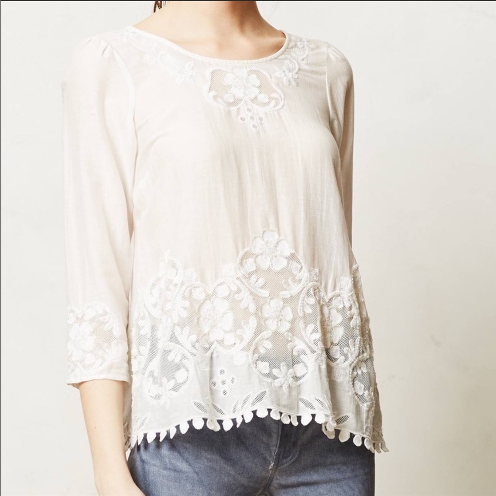 Anthropologie Maeve Beaded Blouse